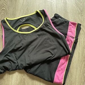Lane Bryant Black, Pink, and Yellow Activewear Set